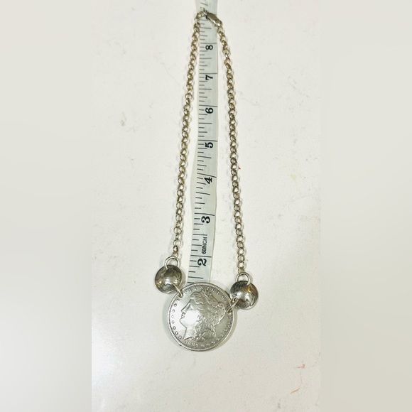 1881-O US Morgan Silver Dollar Coin Plus 2 Dimes in Sterling Silver 18" Necklace - Picture 6 of 12